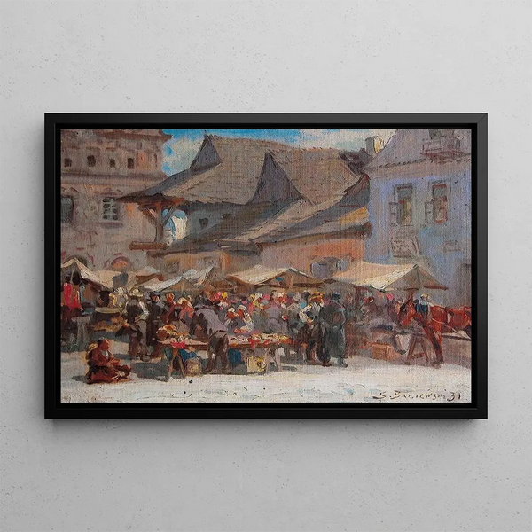 Place du marché à Kazimierz - Stanisław Bagieński — framed artwork on a wall