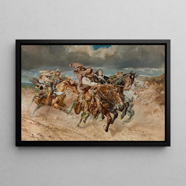 The Prince Bogusław Kidnapped by Kmicic - Stanisław Batowski-Kaczor — framed artwork on a wall