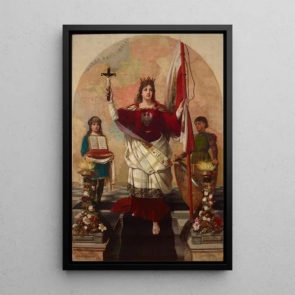 Allegory of Poland - Stanisław Bieńkiewicz — framed artwork on a wall