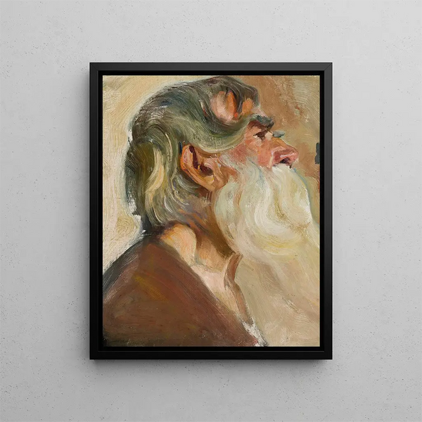 Old man with gray beard - Stanisław Dębicki — framed artwork on a wall