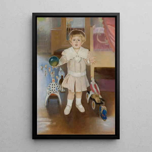 Portrait of Adam Gubrynowicz in 1906 child - Stanisław Dębicki — framed artwork on a wall