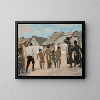 Vers le cheder - Stanisław Dębicki — framed artwork on a wall