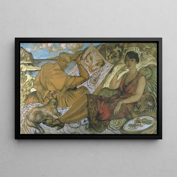 Duplicity of woman Self-portrait with a portrait of Maryla Grossmanowa - Stanisław Ignacy Witkiewicz — framed artwork on a wall