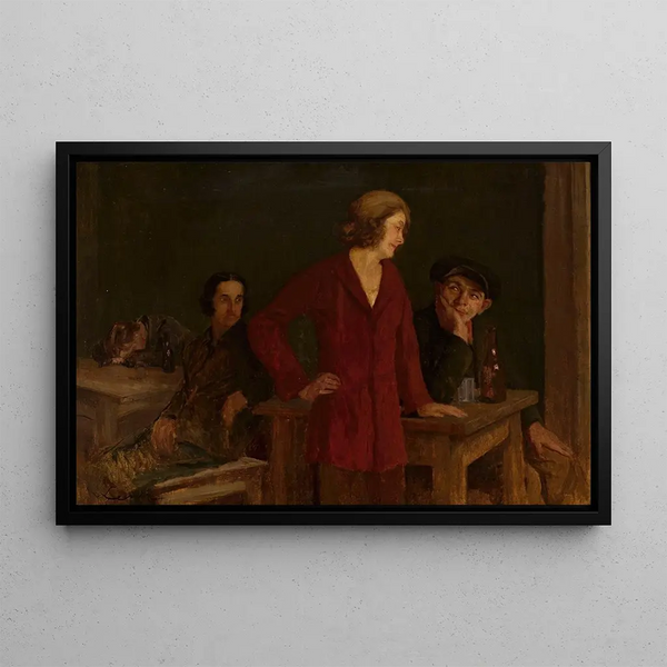 in a tavern - Stanisław Lentz — framed artwork on a wall
