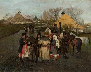 Discussing on a rural road - Stanisław Masłowski — artwork view