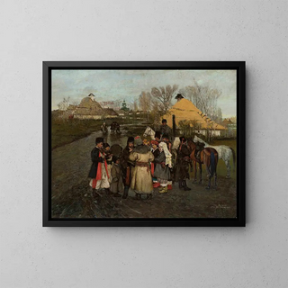 Discussing on a rural road - Stanisław Masłowski — framed artwork on a wall