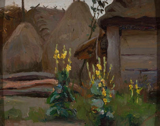 Landscape Study Painting: Mufliers in front of a cottage - Stanisław Straszkiewicz — artwork view