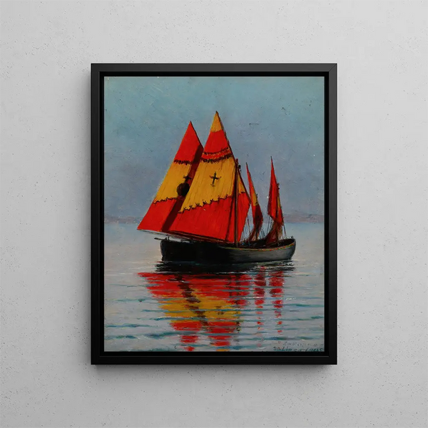 Boats on the Sea - Stanisław Witkiewicz — framed artwork on a wall