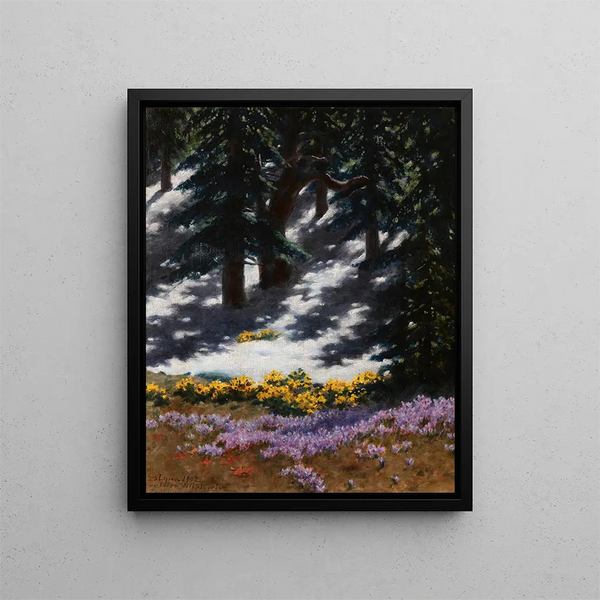 Crocus and marsh marigolds - Stanisław Witkiewicz — framed artwork on a wall