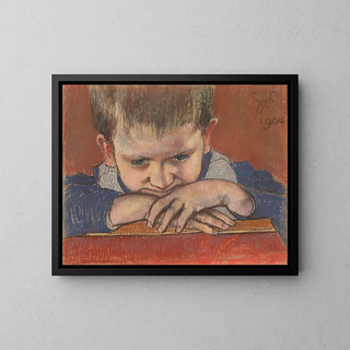 Mietek s'appuyant sur les mains - Stanisław Wyspiański — framed artwork on a wall