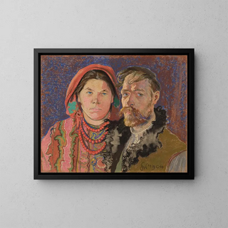 Self-portrait with my wife - Stanisław Wyspiański — framed artwork on a wall