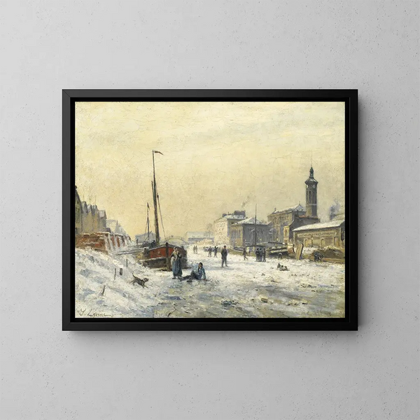 Le Bassin de la Villette en hiver - Stanislas Lépine — framed artwork on a wall