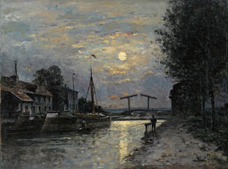 The Canal Saint-Denis, moonlight effect - Stanislas Lépine — artwork view