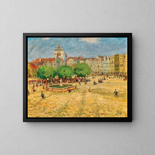 Place du marché à Telč, Bohême du Sud - Stanislav Lolek — framed artwork on a wall
