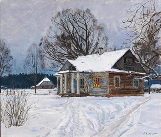 A country house at dusk in winter - Stanislav Yulianovich Zhukovsky — artwork view
