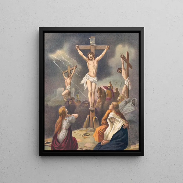 The Crucifixion - Stecher Litho & Co.. — framed artwork on a wall