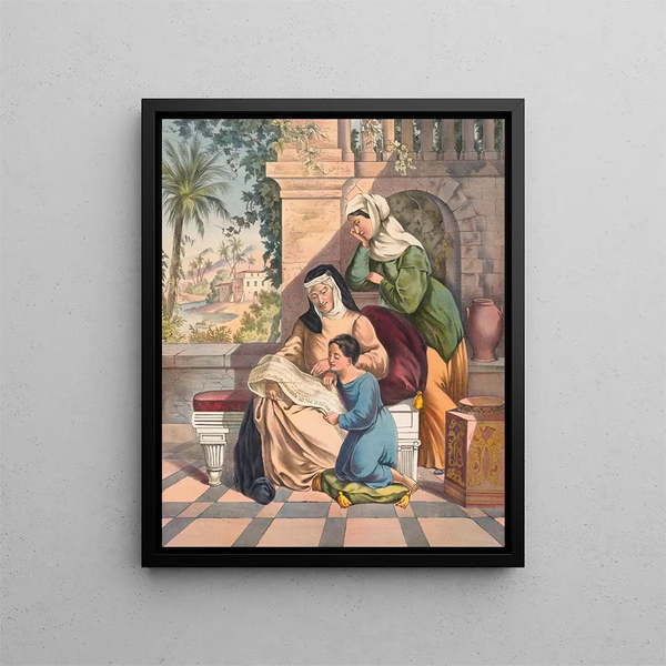 Timothée taught in the Scriptures - Stecher Litho & Co.. — framed artwork on a wall