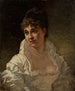 Portrait of a woman in a white dress with pearls - Stefan Bakałowicz — artwork view