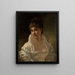 Portrait of a woman in a white dress with pearls - Stefan Bakałowicz — framed artwork on a wall