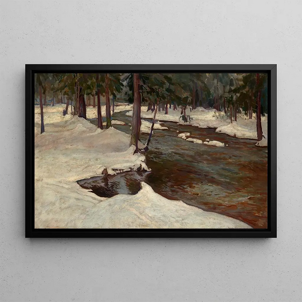 Forest Stream Painting - Stefan Filipkiewicz — framed artwork on a wall