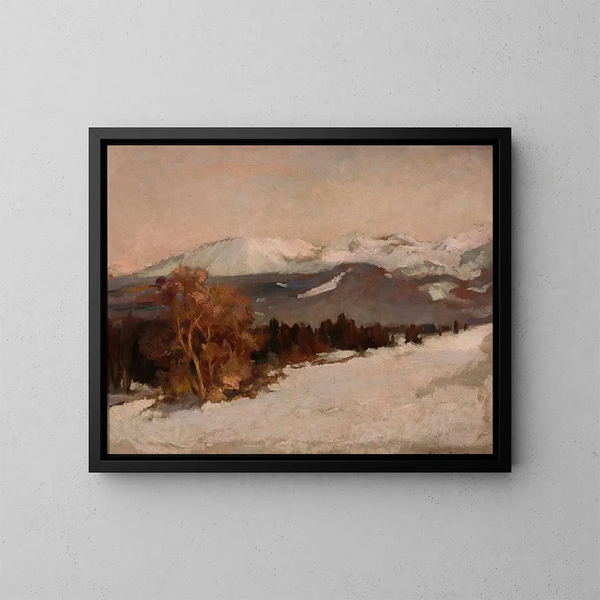 Mountain Landscape Painting in Winter - Stefan Filipkiewicz — framed artwork on a wall