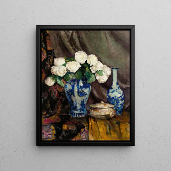 White Roses Painting - Stefan Filipkiewicz — framed artwork on a wall