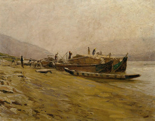 Bateaux de remorquage sur le Danube près de Spitz - Stefan Simony — artwork view