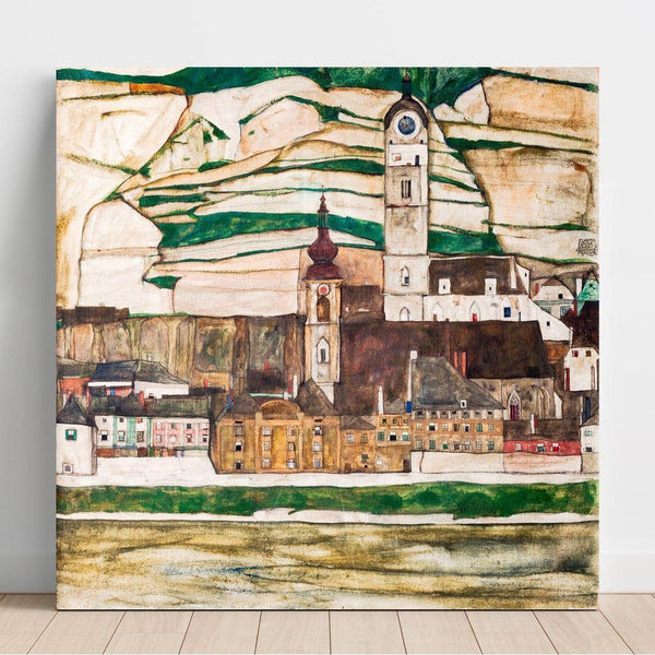 Reproduction of the painting Stein on the Danube, viewed from the south (Large size) - Egon Schiele