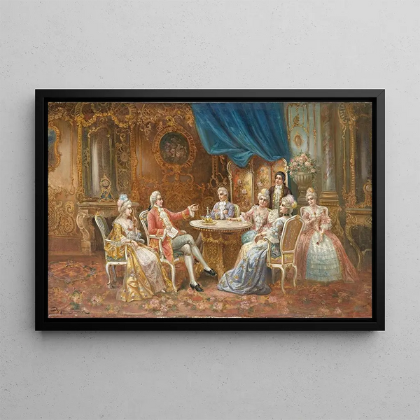 Society Gallant at the table - Stephan Sedlacek — framed artwork on a wall
