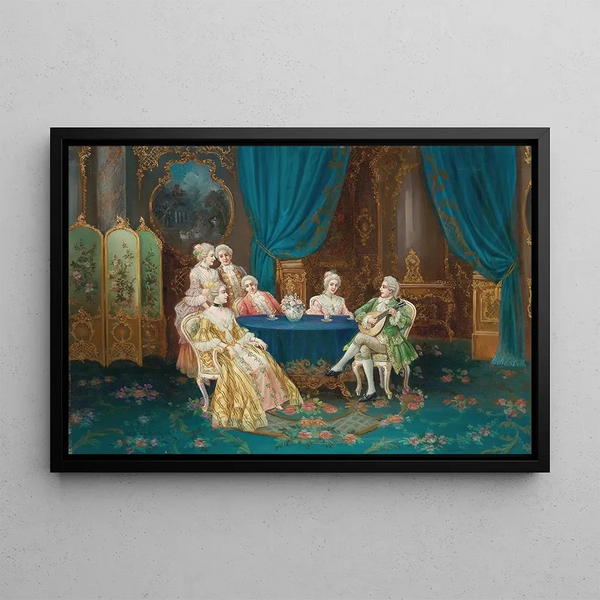 Musical Entertainment Lute Painting - Stephan Sedlacek — framed artwork on a wall