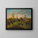 Flock of partridges in a landscape - Stephen Elmer — framed artwork on a wall