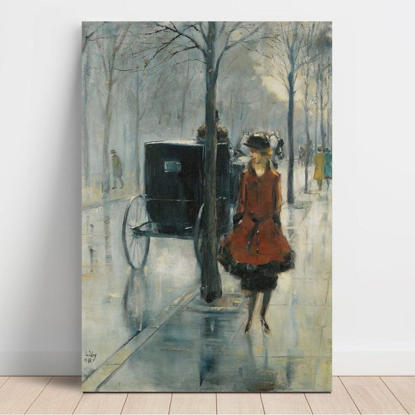 Reproduction of the painting of a Strassenszene with woman, Berlin by Lesser Ury