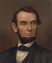 Portrait bust painting of Abraham Lincoln with beard - Strobridge Co Lith — artwork view