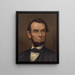 Portrait bust painting of Abraham Lincoln with beard - Strobridge Co Lith — framed artwork on a wall