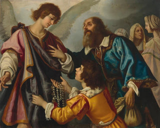 L'ange Raphaël refusing the gifts offered by Tobie - Atelier of Giovanni Biliverti — artwork view