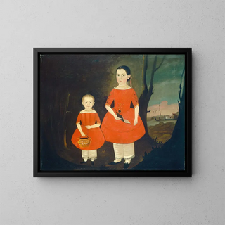 Sisters in Red - Sturtevant J. Hamblin — framed artwork on a wall