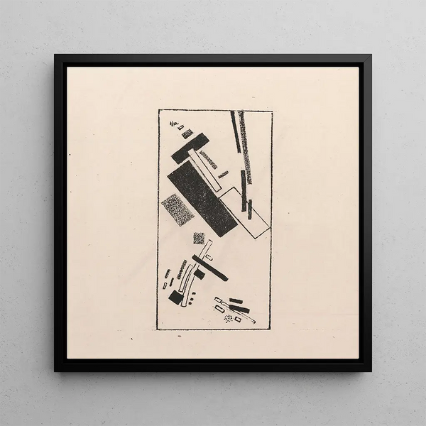 Dynamic Suprematism Painting - Kazimir Malevich — framed artwork on a wall