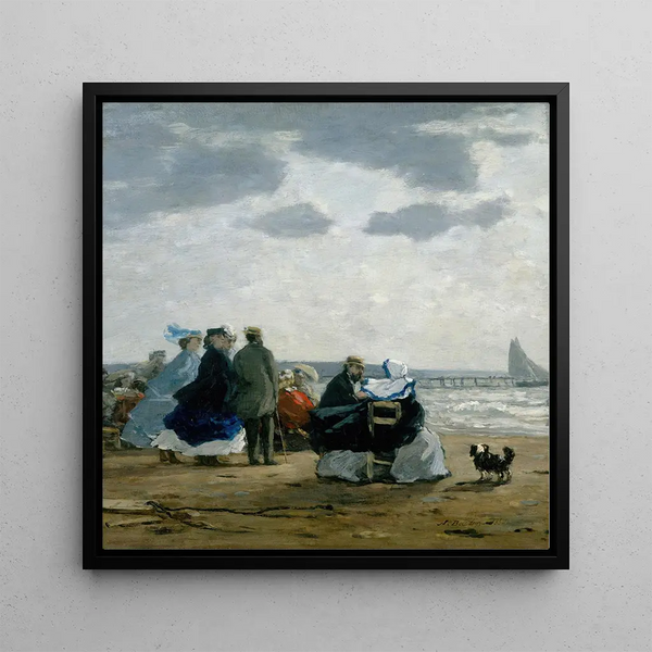 On the beach of Dieppe - Eugène Boudin — framed artwork on a wall