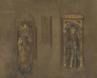 Saint with episcopal crosier and book, angel in a niche - Susanne Renate Granitsch — artwork view