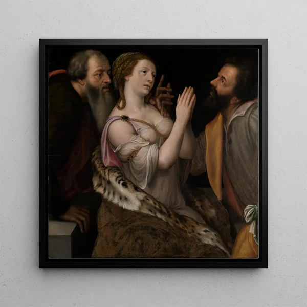 Suzanne et les deux vieillards - Michiel Coxie — framed artwork on a wall