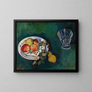 Still life with fruits and a glass - Suzanne Valadon — framed artwork on a wall