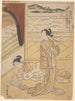 Two Courtesans on a Terrace, One Reading, the Other Smoking - Suzuki Harunobu — artwork view