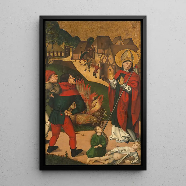 Saint Remi and the Burning Wheat - Swiss Painter — framed artwork on a wall