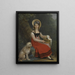Portrait of a young woman with her dog Jean sitting under a tree - Swiss School — framed artwork on a wall