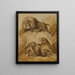 a lion, a lioness, and two cubs - Sydenham Edwards — framed artwork on a wall