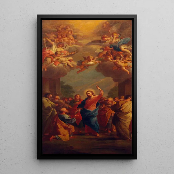 The Christ handing the keys to Saint Peter - Szymon Czechowicz — framed artwork on a wall
