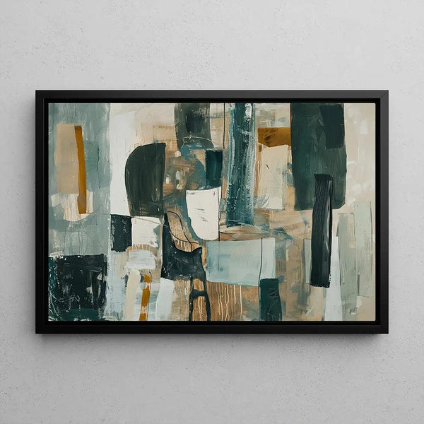 Abstract Painting – Silent Balance | Contemporary Wall Poster in Neutral Tones and Structured Shapes