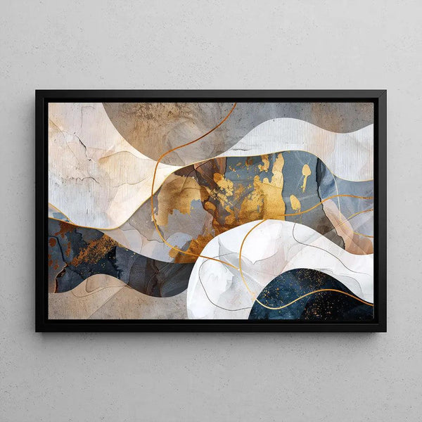 Abstract Painting – Mineral Fusion | Elegant Wall Poster with Gold Details and Texture Effect