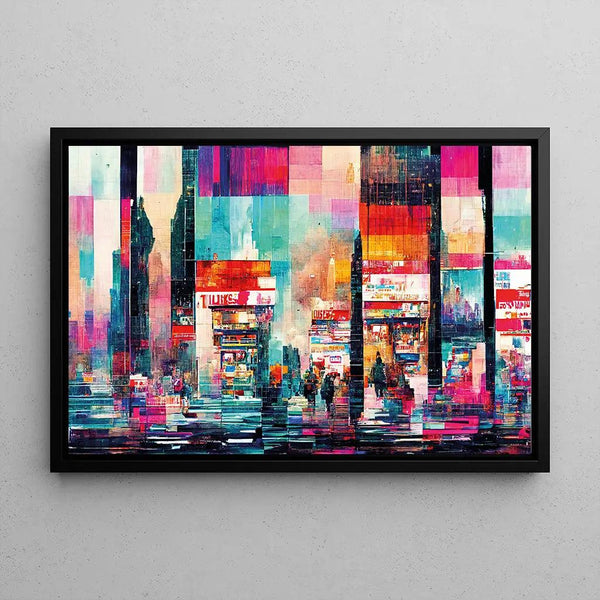 Abstract Painting – Pieces of the Future | Futuristic Wall Poster with Bright Colors and Urban Atmosphere