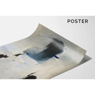 Tableau Abstrait – Silhouette en Suspens | Affiche Murale Énigmatique en Noir et Bleu sur Fond Clair | Déco Minimaliste pour Intérieur Contemporain